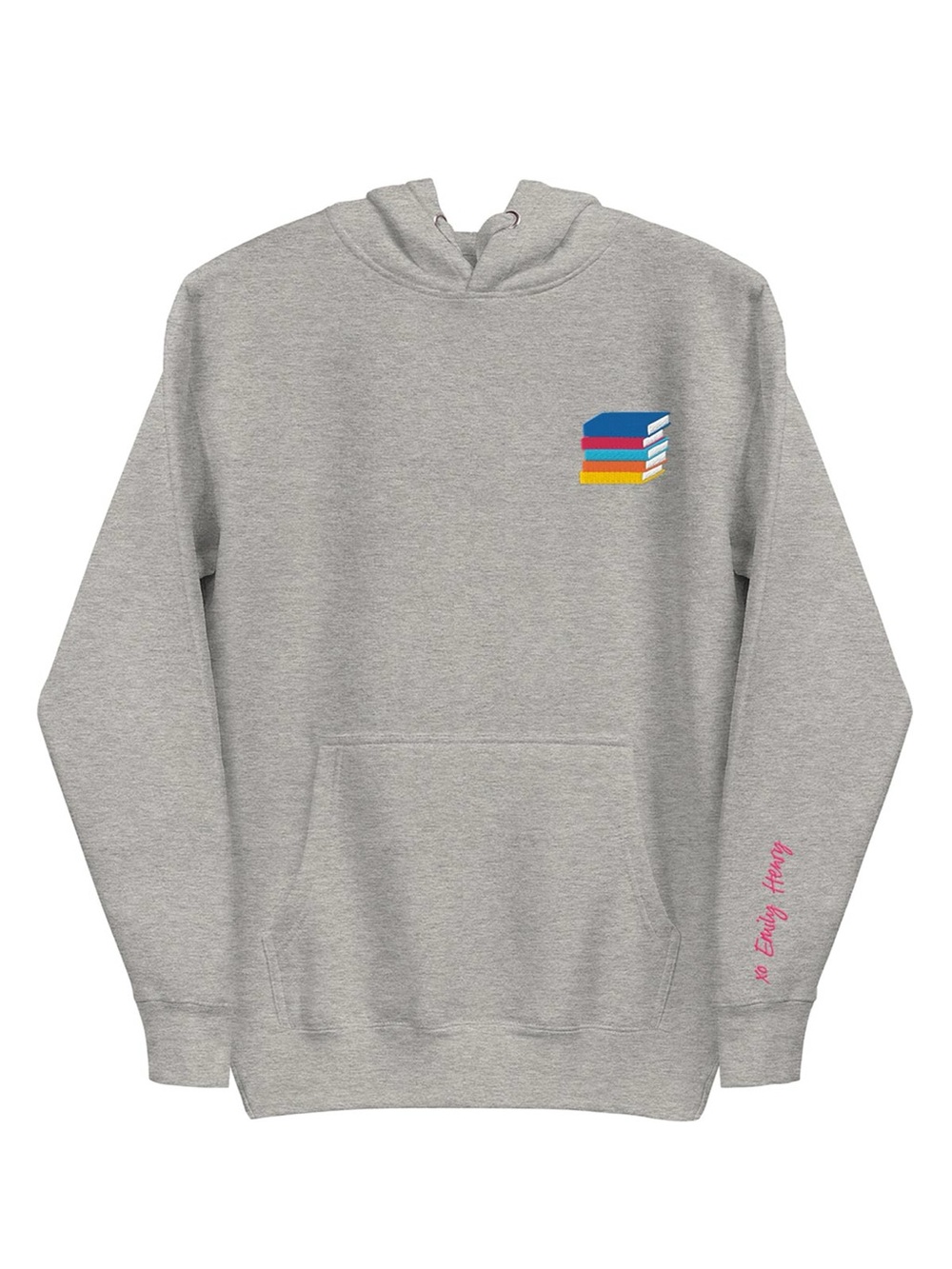 Emily Henry - Books Are My Happy Place embroidered gray hoodie